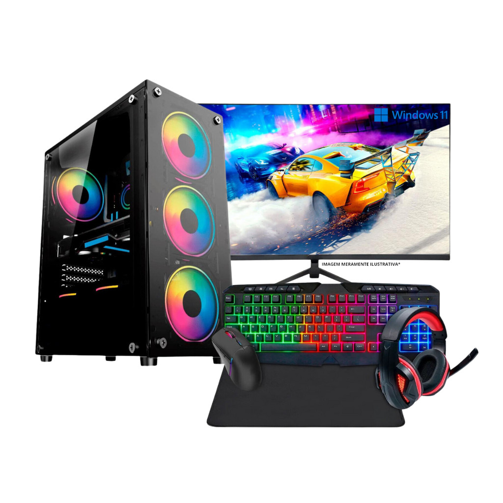 ゲーミングPCフルセット i3 GT1030 DDR4 SSD128GB+1TB PC Gamer Completo Intel i3 8GB RAM SSD 240GB HD 1TB GeForce GTX