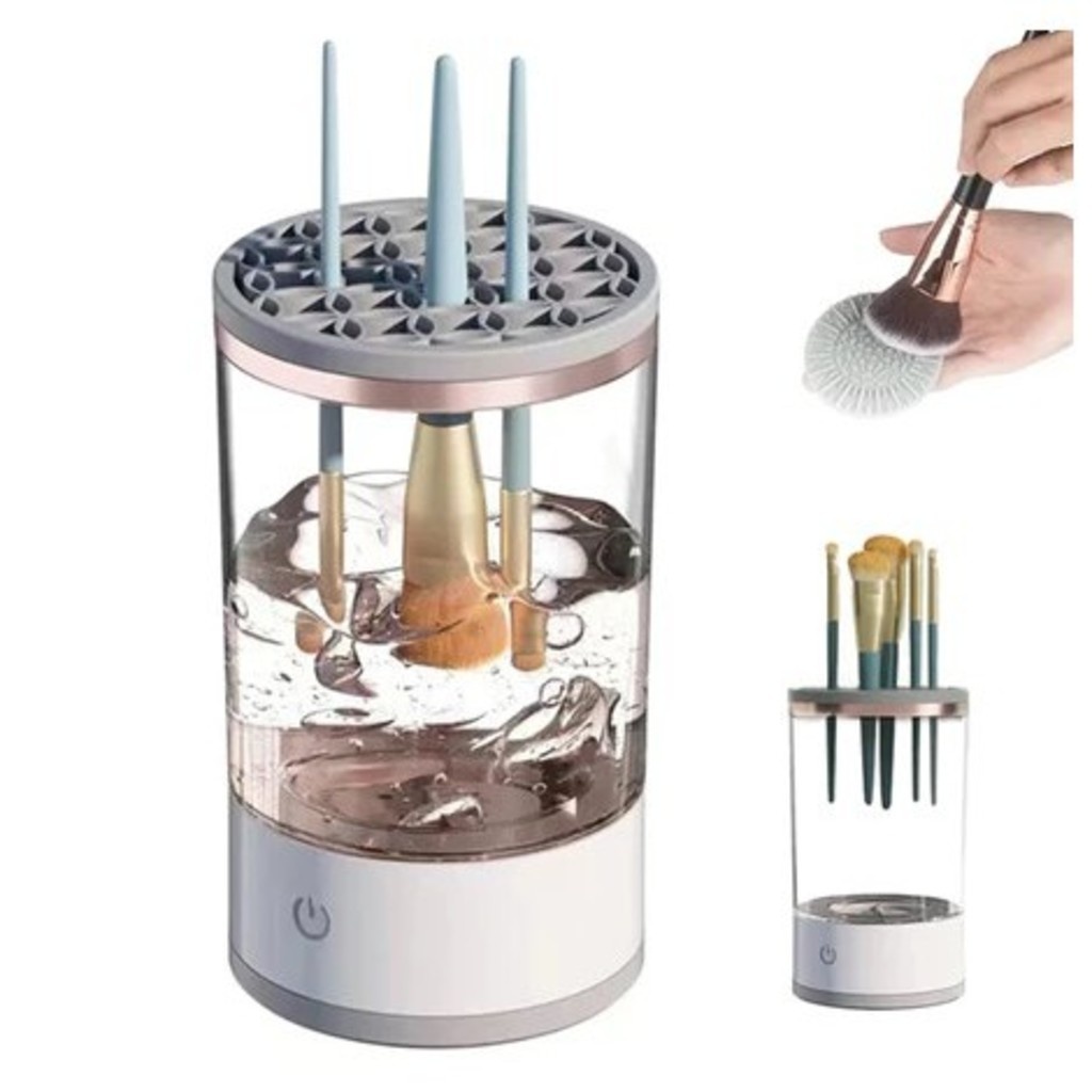 Limpador Pincel Esponja Maquiagem Elétrico 3 em 1 Lava e Seca Automático USB