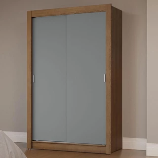 Guarda-Roupa Solteiro 2 Portas de Correr Rustic/Cinza Milano Madesa em Oferta na Shopee