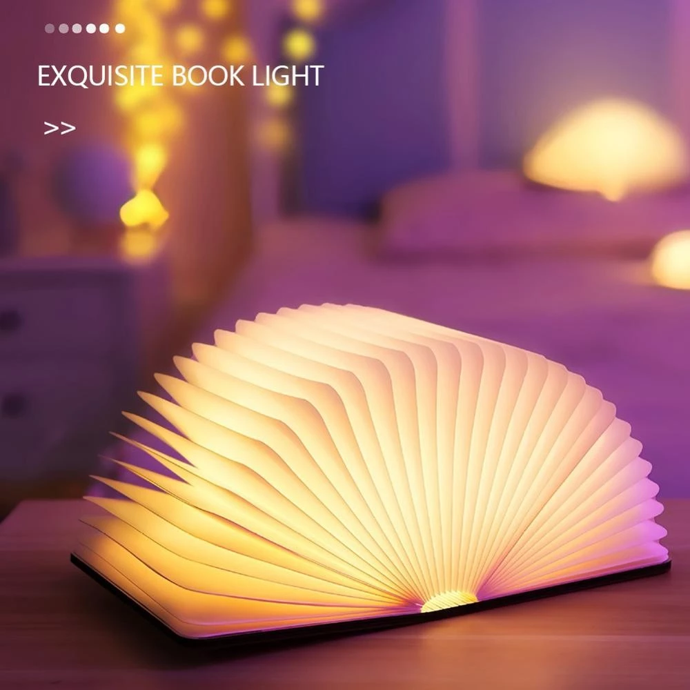 HOTWIND LED Luz De Livro De Madeira 3D Criativa Lâmpada