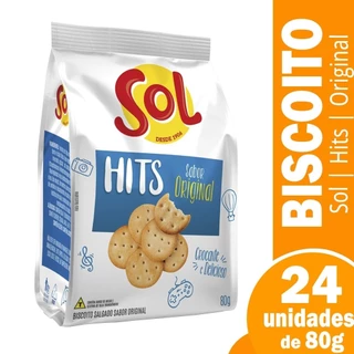 Biscoito Salgadinho Hits Sol 80g - Embalagem c/ 24 Unidades em Oferta na Shopee