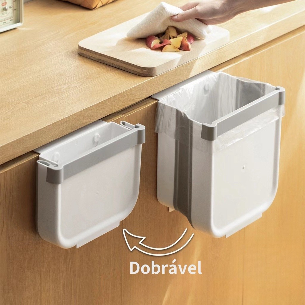 Lixeira Plástico Cozinha Banheiro Escritorio Porta Pia Branca Armário Dobrável Portatil Retrátil