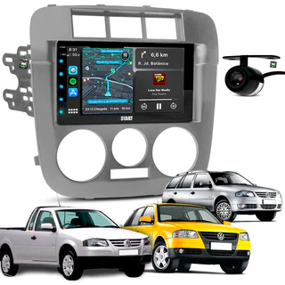 Kit Multimidia Android 7 Pol Saveiro G4 2006 07 A 08 09 2010 Moldura Cor Prata