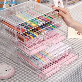 SEPTEMBERB Porta-Caneta De Escrivaninha , Caixa De 3 Camadas De Armazenamento De Lápis Acrílico , Gaveta Organizadora De Papelaria Transparente Multifuncional