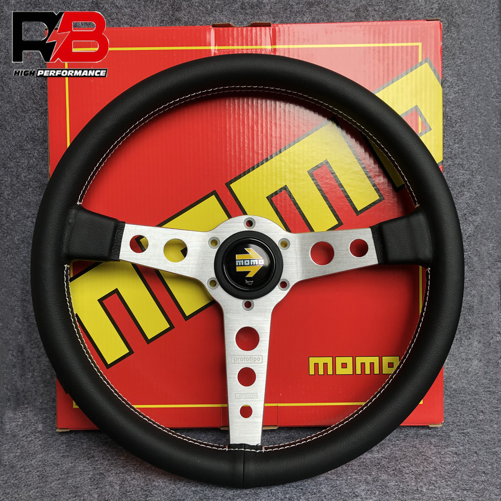 Volante MOMO P1 14 Polegadas/350 Mm Couro Preto Drift Sport