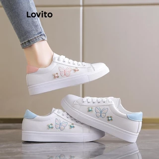 Lovito Casual simples borboleta colorblock antiderrapante Soft tênis de fundo para mulheres LFA45502