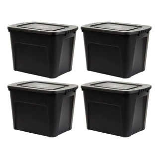 Caixa Organizadora Ecobox 80 Litros Com Tampa Preta Empilhável