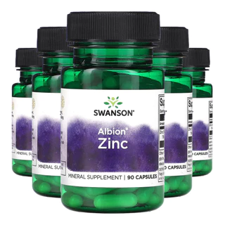 Kit 5x Zinco Quelato 30mg Swanson 90 Cápsulas Importado /Made in Usa