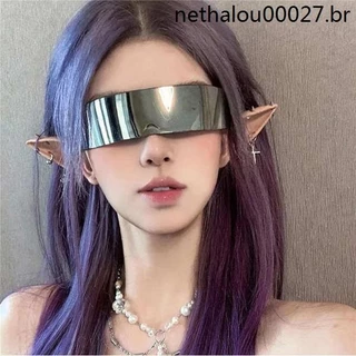 [Halloween] Máscara Cyberpunk Tecnologia Futura Sense Influencer Disc Mask Masculino ins Feminino Máscara de Olho LED Óculos Luminosos Legal