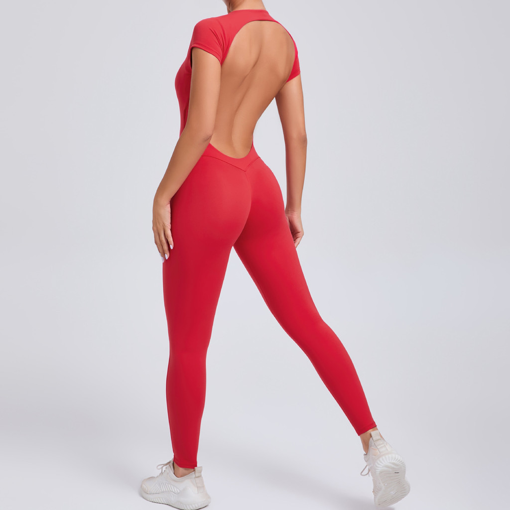 Shamzu magro macacão de Yoga de secagem rápida feminino manga curta Halter Hip-Lifting esp...