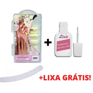 Kit com 100 Unhas Postiças Tips + Cola + Brinde em Oferta na Shopee