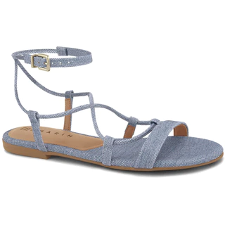 Rasteirinha Feminina Tiras Cruzadas Napa Blue Jeans Ramarim 2324223-1