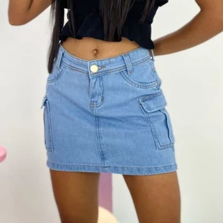GL KIDS Saia Cargo Jeans Menina Juvenil 86