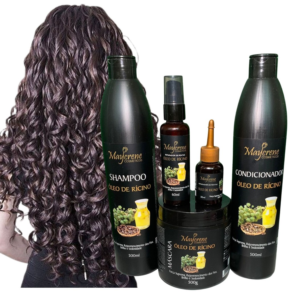 Kit Capilar Óleo de Rícino Cabelo Cacheado ( 6 Produtos) | Shopee Brasil