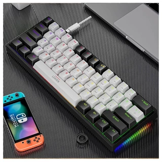 Feylan k620 mini teclado mecânico do jogo 61 teclas RGB hotswap Tipo-C teclado com fio do jogo PBT teclados 60% teclados ergonômicos