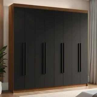 Guarda-Roupa Casal 8 Portas Batentes Rustic/Preto/Preto Venus Madesa em Oferta na Shopee
