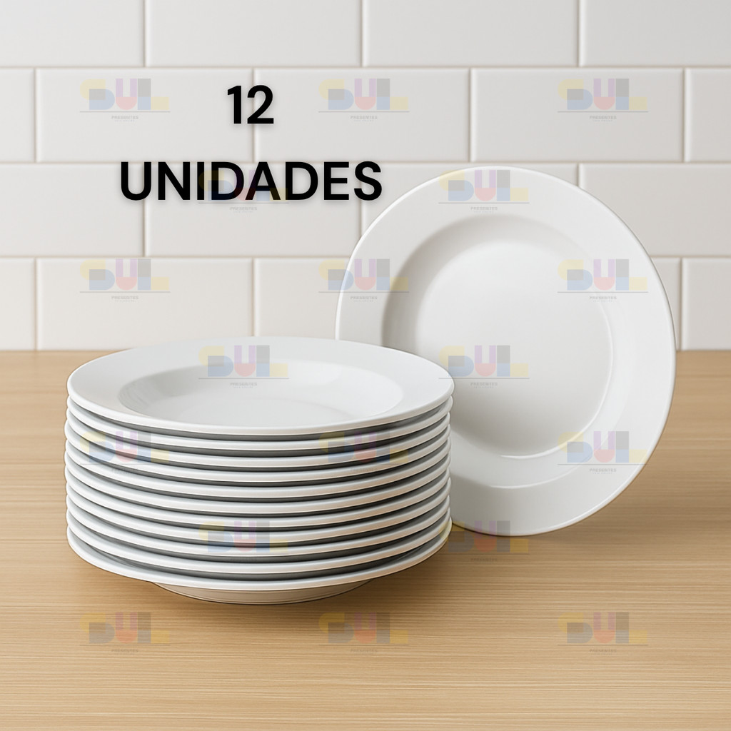 Jogo de Prato 12 Peças BRANCO MELAMINA Super Resistente | Shopee Brasil
