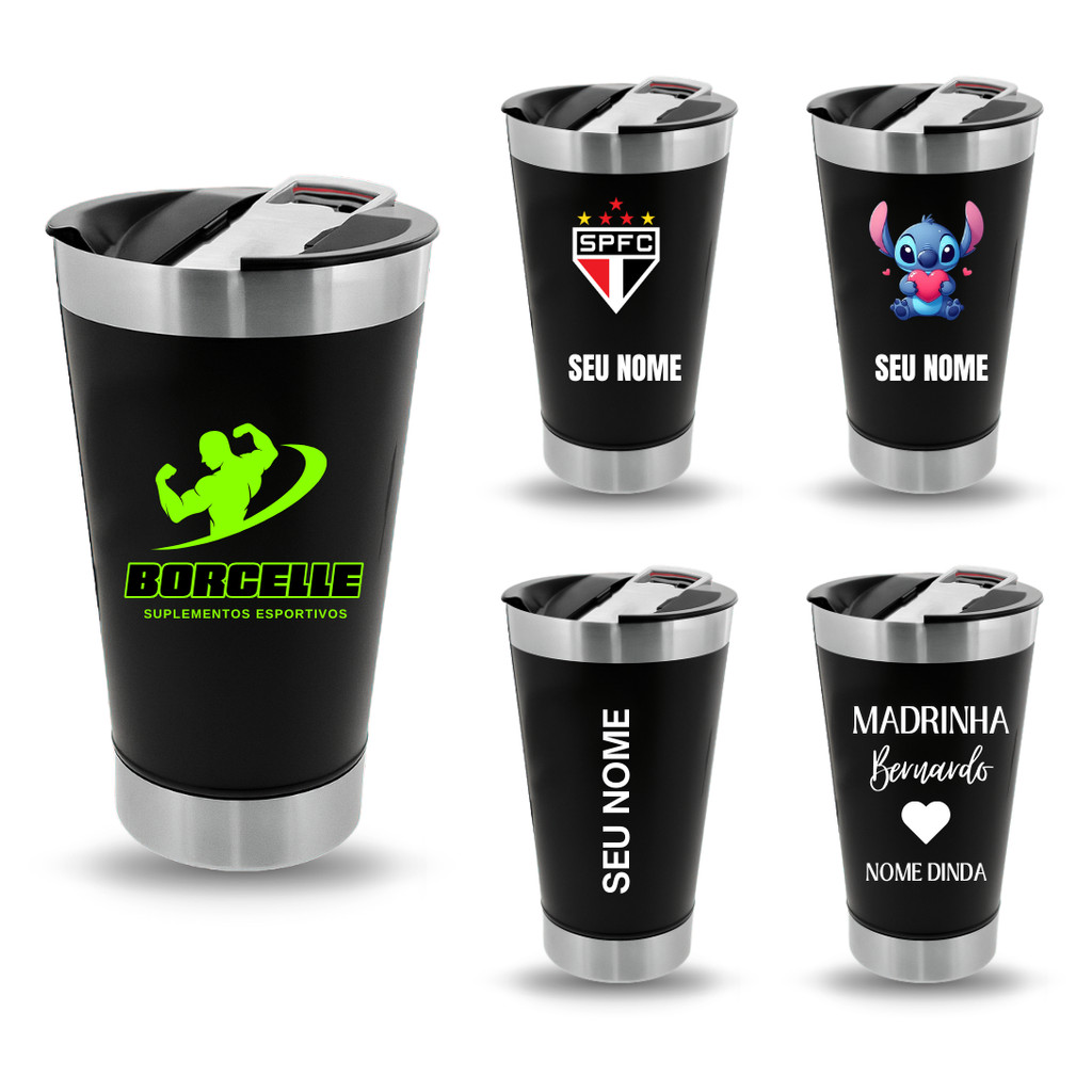 Kit 10 Copos Térmicos Personalizados com Nome, Logo ou Time | Com Tampa ...