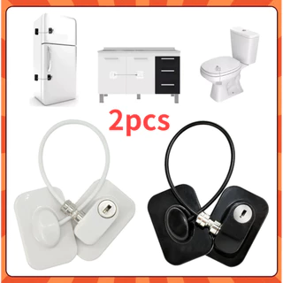Kit 2 Trava Tranca Com Chave/Com Senha para Geladeira Freezer Porta Janela Gaveta Não Precisa Furar