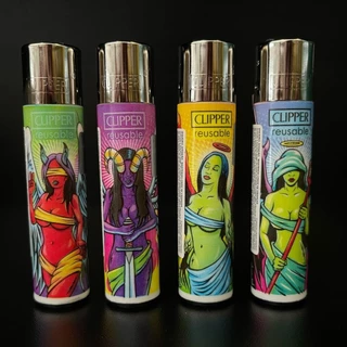 Kit 4 Isqueiros Clipper Original Coleção Angel vs Demons Exclusiva Recarregável Pilão Substituível