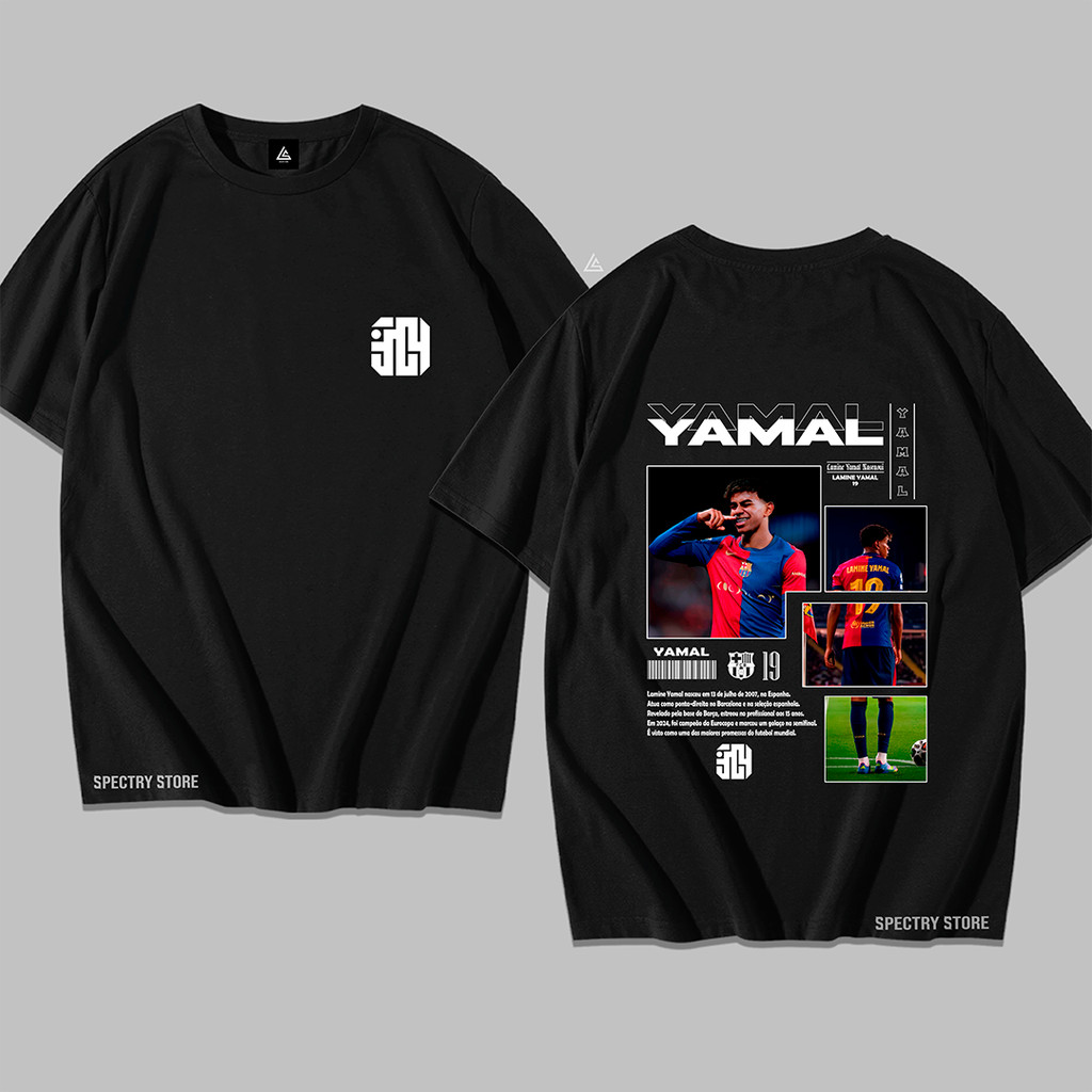 Camisa Camiseta Lamine Yamal 19 Barca Futebol Streetwear Algodão