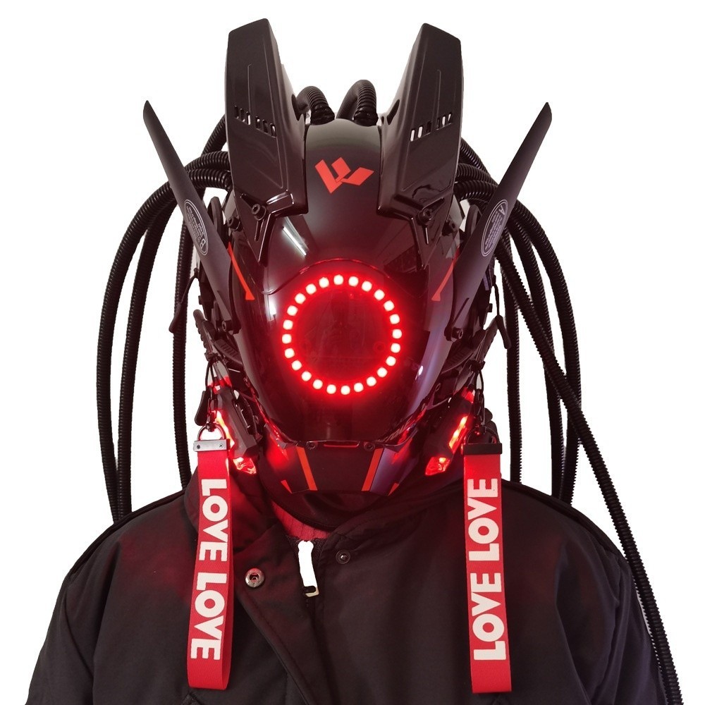 Cyberpunk Máscara Halloween Natal Role Playing Máscaras Máscara Luminosa Led Brilho Máscara