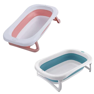 Banheira de Bebe Infantil 34L Dobrável Retrátil Em Silicone Bacia Banheira Com Suporte em Oferta na Shopee