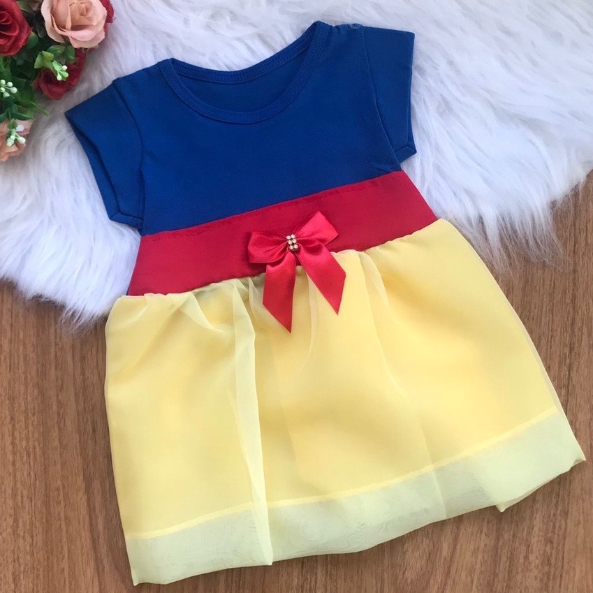 Vestido branca de neve princesa para bebê recém nascido | Shopee Brasil