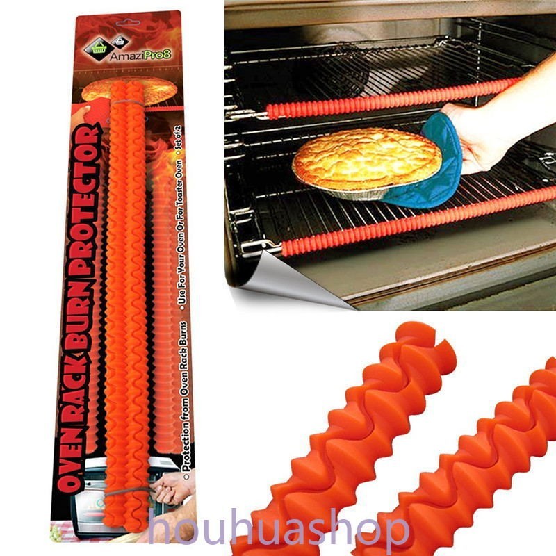 2 Unidades/Conjunto Silicone Com Rosca Resistente Ao Calor Para Forno Rack De Borda Protetor De Queimaduras Capa Proteto