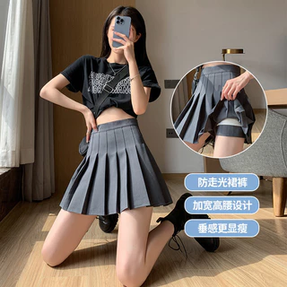 Versão Coreana Da Saia Curta Em Tecido Plissado Para Feminina De Verão 2024 Nova Japonesa De Cintura Alta Emagrecedora jk anti-Brilho Linha A