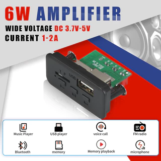 Amplificador De 6W DIY Mp3 WMA WAV APE FLAC Placa Decodificadora 5V 3W Bluetooth 5.0 Gravação De Chamadas USB TF FM Rádio Mp3 Reprodutor De Música Alto-Falante