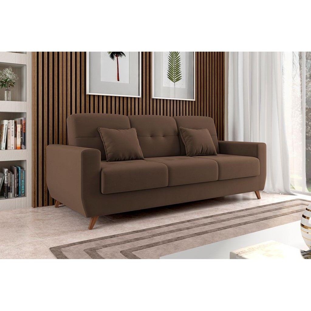 Sofá Cama 2 Lugares Reclinável e Baú Pamela Marrom Matrix