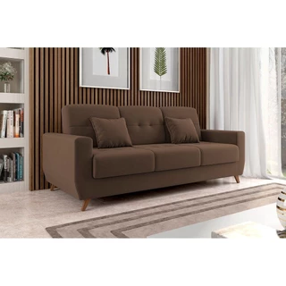 Sofá Cama 2 Lugares Reclinável e Baú Pamela Marrom Matrix