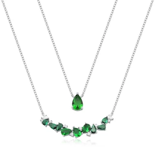 Colar Feminino Duplo de Prata 925 Gotas com Zircônias em Oferta na Shopee