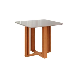 Mesa de Sala Jantar Flora c/Tampo Madeirado 94X94cm Nature/Off White - Cimol