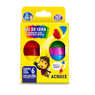 GIZ DE CERA FOGUETE ACRILEX - 6 CORES