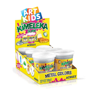 Kimeleka Slime Art Kids metálica 180g Prata com 6 unidades Acrilex