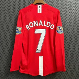 20007-08 Manchester United Jersey Home Camisa Super Futebol Britânica 7 Ronaldo Camisa Esportiva Manga Longa