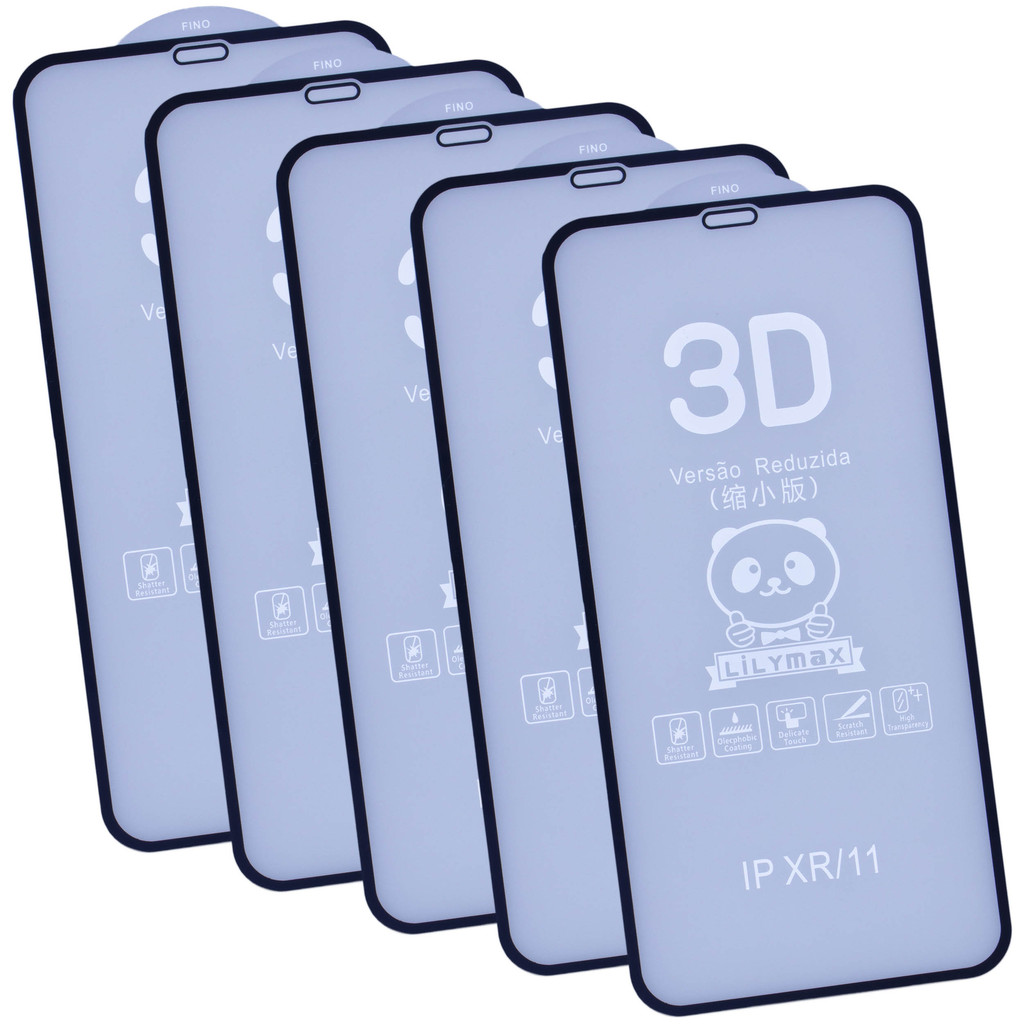 Kit com 5x Películas Vidro 3d 5d Para iPhone XR / iPhone 11