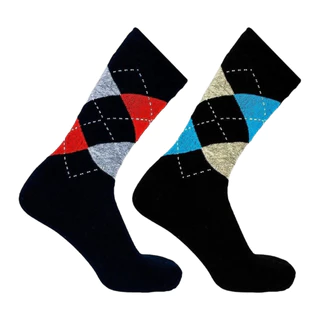 Kit 2 Pares Meia Algodão Social Masculina Escocesa Xadrez