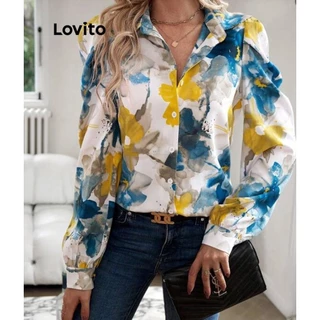 Lovito Blusa Casual Tie Dye Padrão para Mulheres LNL69252