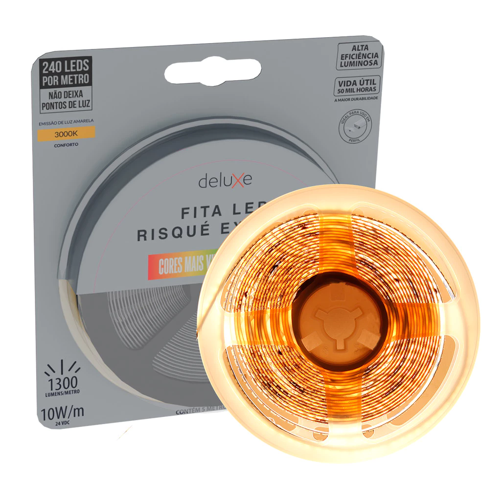 Fita Led Interna Risque Extreme 10w 5m 3000K 24v IP20 Deluxe