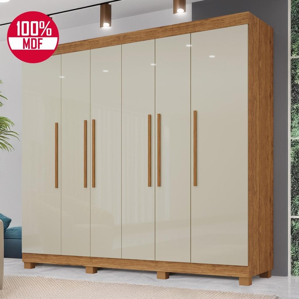 Guarda-Roupa de Casal 100% MDF 6 Portas 4 Gavetas Inglaterra - Tudo de Móveis