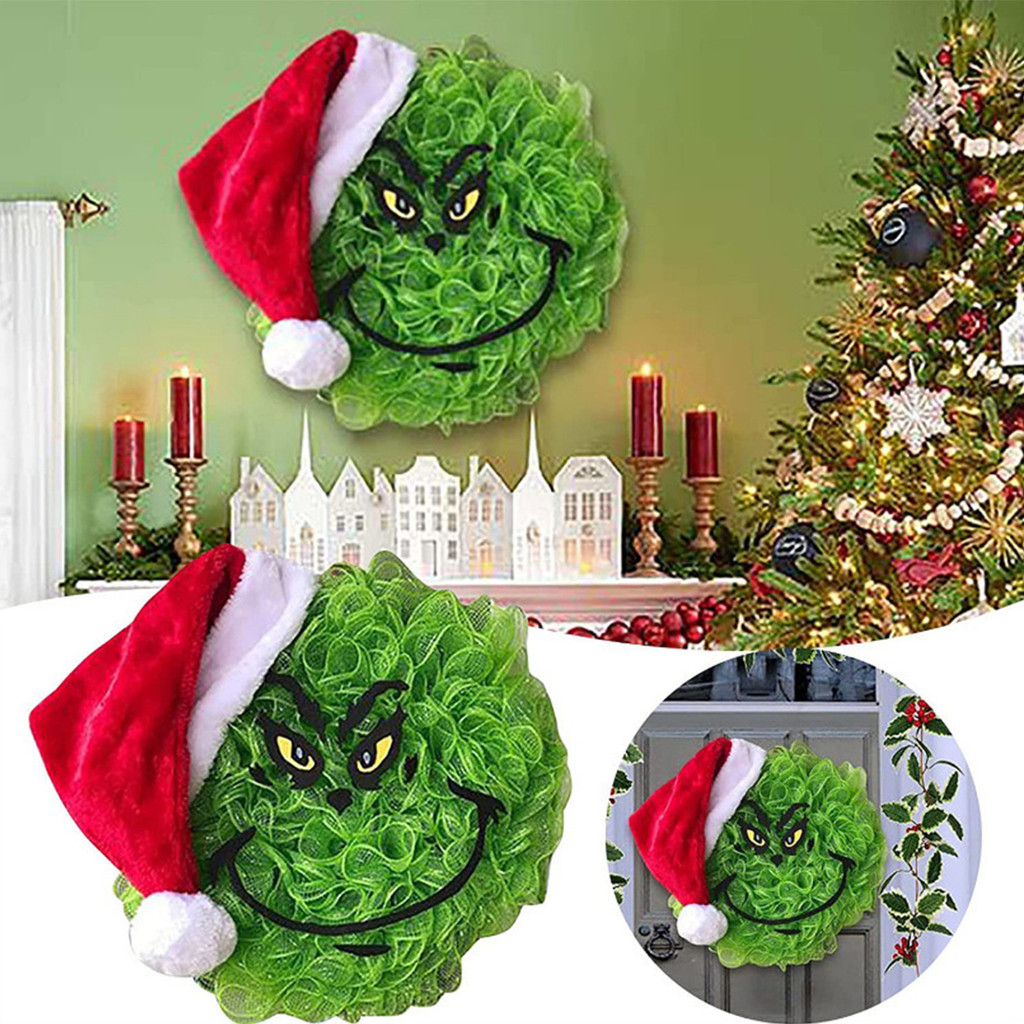 1 Pçs Guirlanda De Natal Decoração Da Árvore Grinch Verde Prótese Perna Veludo Porta Móveis Ornamentos
