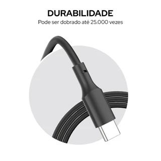 Cabo USB-C para Ligthning 27W WB 1 metro Preto PVC Trançado Compatível com IOS