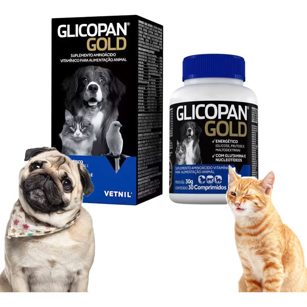Glicopan Gold Para Cães E Gatos 30 Comprimidos - Vetnil | Shopee Brasil
