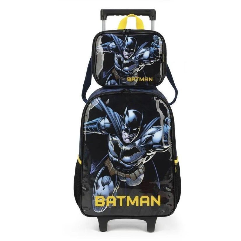 Kit Mochila de Rodinhas Lancheira Luxcel Batman Preto | Shopee Brasil