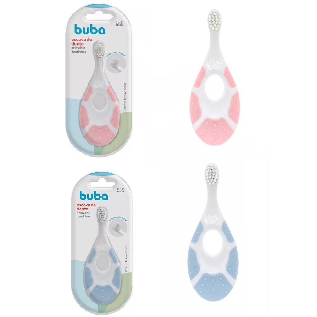 Escova De Dente Mordedor Primeiro Dentinhos 0 A 2 Anos Buba Rosa ou ...