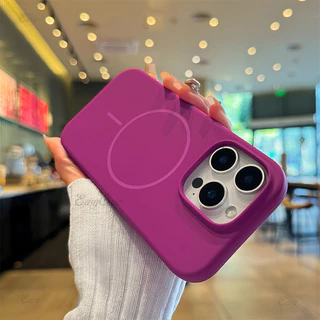 Capa Celular Silicone Redonda Magnética Para iPhone 16 Pro Max 11 12 13 14 15 Macia/ Prova De Choque