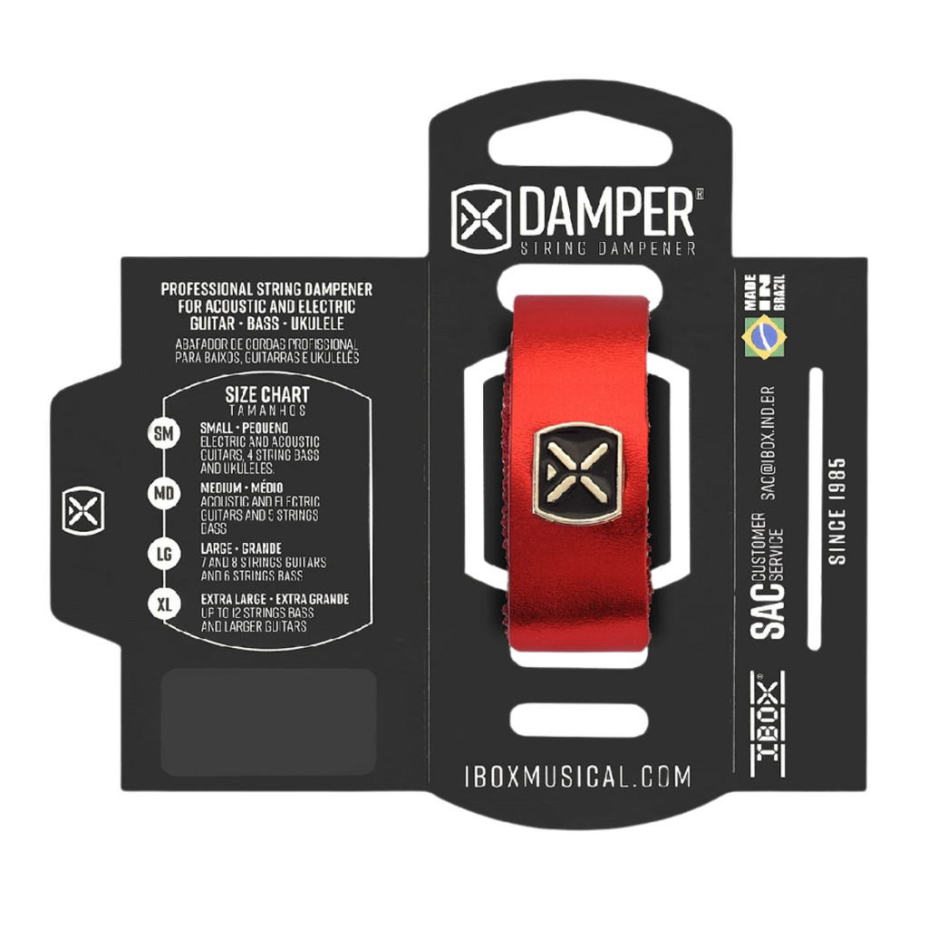 Abafador Damper Vermelho P/ Instrumentos de Corda MD Couro Tag Metal Metálico Guitarra Violão Baixo